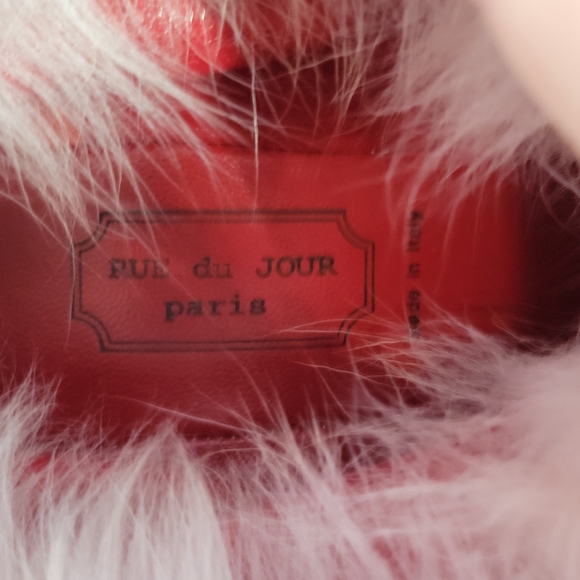 Rue Du Jour Ankle Boots Womens 38 Suede Leather Taupe Nude Fur Trim Wedge Heel - Picture 5 of 9